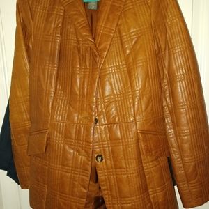 Banana Republic, leather quilt blazer, S, Cognac